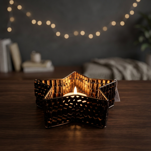 Support de bougie en fer en forme d'étoile Sonnet Decor avec design géométrique, résistant à la chaleur, fait à la main pour la décoration de la maison, Noël - Product Image 2