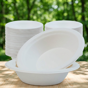 Bol en bagasse de canne à sucre écologique de 9 pouces, jetable, compatible micro-ondes, biodégradable, pour nouilles, vaisselle de fête et emballage alimentaire - Product Image 1