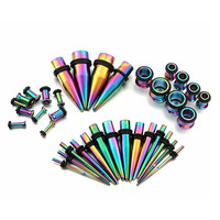 Kit d'étirement des oreilles en acier inoxydable 316L, bouchons coniques, jauges en Silicone, extenseur, bijoux, Tunnels, Piercing, nouveau, 36 pièces/ensemble