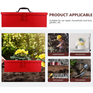 Sắt Màu Đỏ Tấm Kim Loại Có Thể Khóa Công Cụ Lưu Trữ Trường Hợp Hình Chữ Nhật Đa-Chức Năng Công Cụ Tổ Chức Với Sơn Mài Kỹ Thuật - Product Image 6