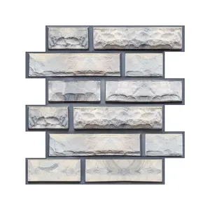 3D Gray Stone Peel and Stick Wall Tile Backsplash Foam Wall Panel Decorative 11.8"x11.8"(30x30cm)