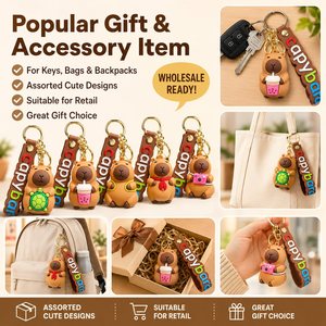 Porte-clés en PVC Capybara mignon en gros, pendentif de sac animal de dessin animé, breloque de sac à dos, cadeau - Product Image 5
