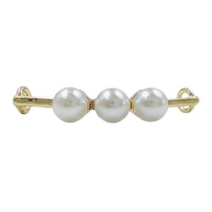 Petite boucle de chaussure décorative tendance en métal blanc avec perles et diamants, plaque DIY en forme de fleur pour chaussures - Product Image 2
