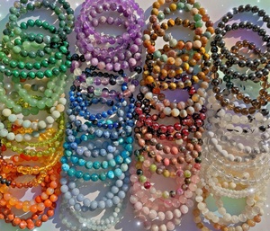 Bracelet pierre de soleil perles de quartz 8mm pour femmes pierres naturelles pierre de lune et agate verre Bracelet extensible bracelets de mode - Product Image 3
