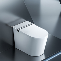 WC intelligent monobloc allongé en céramique avec pompe intégrée, siège chauffant, protection en mousse, télécommande, double chasse d'eau, drainage en P/S