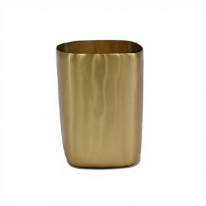 Gold Color Brass Dust Bin Customized Size Round Shape Waste And Trash Bin Prime Quality Trash Can Bin From India - Product Image 1