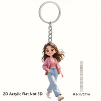 Mädchen-Schlüsselanhänger, Modischer Niedlicher 2D Flacher Acryl-Anhänger, Cooles Mädchen-Accessoire, Schlüsselring für Männer, Schlüsselanhänger für Damenhandtaschen, Geschenk