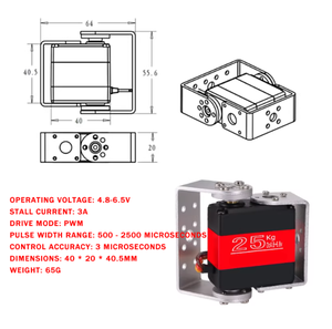 Servo <span class=keywords><strong>DSSERVO</strong></span> RDS3225 - Servo de Alto Torque de 25 kg para Bricolaje, Brazo Robótico Metálico de Doble Eje, Accesorio para Brazo Mecánico - Product Image 4