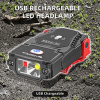 Mini Linterna Frontal LED con Sensor, Luz de Clip para Gorra, Linterna de Pesca, DC24V, Recargable por USB, Ajustable, para Camping, ABS, Regulable, 12 Horas de Duración