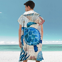 Serviette de bain à capuche en daim microfibre personnalisée de haute qualité Poncho de surf jetable imprimé coloré serviette de plage personnalisée