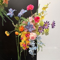 Boule de fleurs artificielles en soie orange et rouge, rangée de fleurs suspendues pour les arrangements floraux d'événements de mariage, centre de table floral