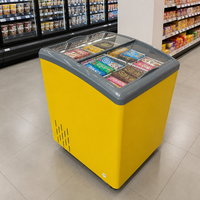 Congélateur coffre commercial à vitrine incurvée pour crèmes glacées, idéal pour les supermarchés et les entreprises