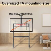 Meuble TV mobile en acier QDE sur roulettes, chariot TV portable avec support de tableau blanc interactif