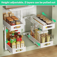 Vente en gros de 2 paquets d'organisateurs de placard coulissants pour salle de bain et cuisine, sous l'évier, avec étagère à 2 niveaux sous l'évier