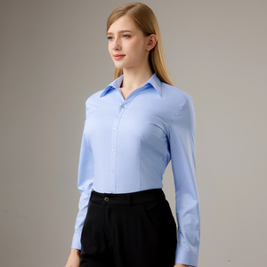Camicie Formali da Donna su Misura OEM, Maniche Lunghe, <span class=keywords><strong>Polsini</strong></span> Francesi <span class=keywords><strong>Doppi</strong></span>, <span class=keywords><strong>Polsini</strong></span> a Contrasto, Vestibilità Slim - Product Image 1