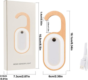 Luce Notturna in Legno con Sensore di Movimento e Gancio per Chiavi, Design per Maniglia <span class=keywords><strong>della</strong></span> Porta, Adatta per Camera da Letto e Bagno - Product Image 5