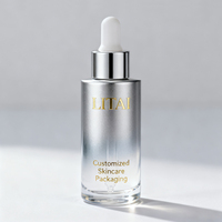 Flacon compte-gouttes en verre à épaulement plat dégradé en or pour huile essentielle sérum 20ml 30ml 40ml 50ml 60ml emballage cosmétique personnalisé