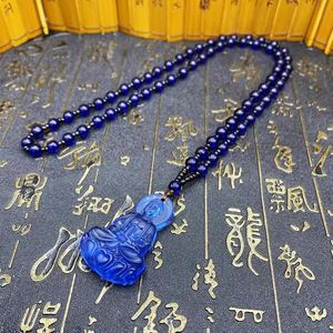 Collar con Colgante de Buda de la Medicina Tridimensional Esmaltado, Collar de Buda de Obsidiana de Moda para Hombre, Collar de Pareja Fengshui, Joyería - Product Image 6