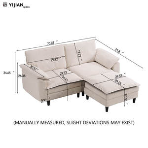 Sofás Modulares Minimalistas Modernos para Sala de Estar de <span class=keywords><strong>2</strong></span>, <span class=keywords><strong>3</strong></span> y 4 Plazas con Otomanas - Product Image 6