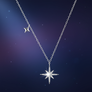 Collana con Pendente Stella Polare alla Moda, Placcata in Rodio, Argento Sterling 925 con Zirconi, Regalo per Donne - Product Image 5