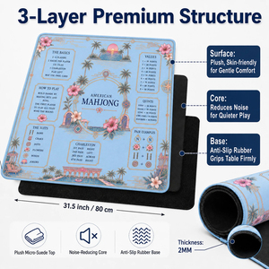 Luxury Coastal Palm Tree Mahjong Table Mat Noise Reduction Neoprene Game Play Mat with Travel Bag for Gifts - Product Image 5