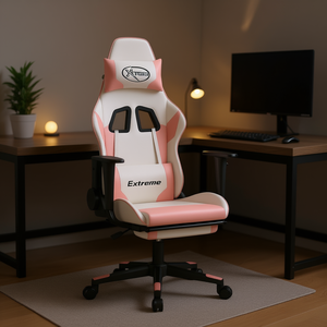 เก้าอี้เกมมิ่ง Xtreme สีขาวชมพู หนังเทียม ปรับระดับได้ ที่วางแขน 4D ฐานหมุน ปรับเอนด้วยมือ - Product Image 2