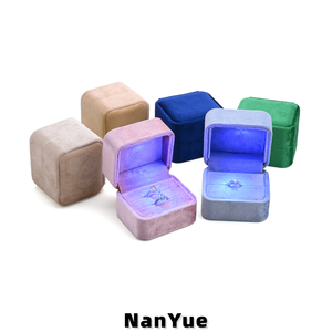 Romantic Square Luxury Velvet Led <strong>Ring</strong> <strong>Box</strong> Wedding Engagement Jewelry <strong>Box</strong> Custom Logo <strong>Ring</strong> Earrings Storage Gift <strong>Box</strong> Wholesale - Product Image 2