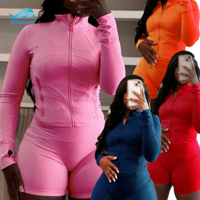 Ensemble de jogging personnalisé : veste, leggings, short, crop top, pantalon évasé – Tenue de sport pour femme