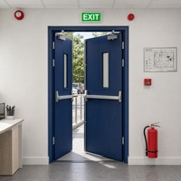 Porte extérieure en acier ignifugée 180 minutes certifiée WH avec barre de poussée, porte métallique d'évacuation d'urgence pour projet de bâtiment commercial aux États-Unis