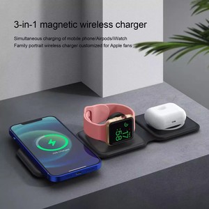 Cargador inalámbrico magnético plegable de 15W 3 en 1 soporte de estación magnética para <span class=keywords><strong>iPhone</strong></span> 16 15 14 13 <span class=keywords><strong>12</strong></span> <span class=keywords><strong>Pro</strong></span> <span class=keywords><strong>Max</strong></span> para Iwatch para airpods - Product Image 6