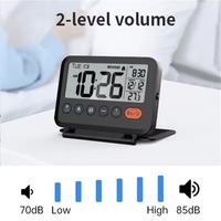 Réveil numérique LCD moderne à quartz avec affichage de la température, design pliable mini pour voyage, utilisation portable sur bureau