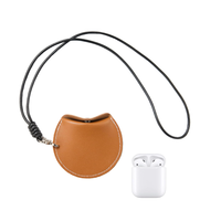 Étui pour bijoux avec cordon, en cuir PU, portable, pour ranger les écouteurs, sangle de cou, poche à monnaie