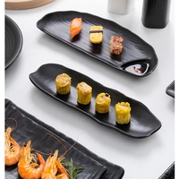 Assiette rectangulaire en mélamine noire mate incassable de 11 pouces pour la restauration