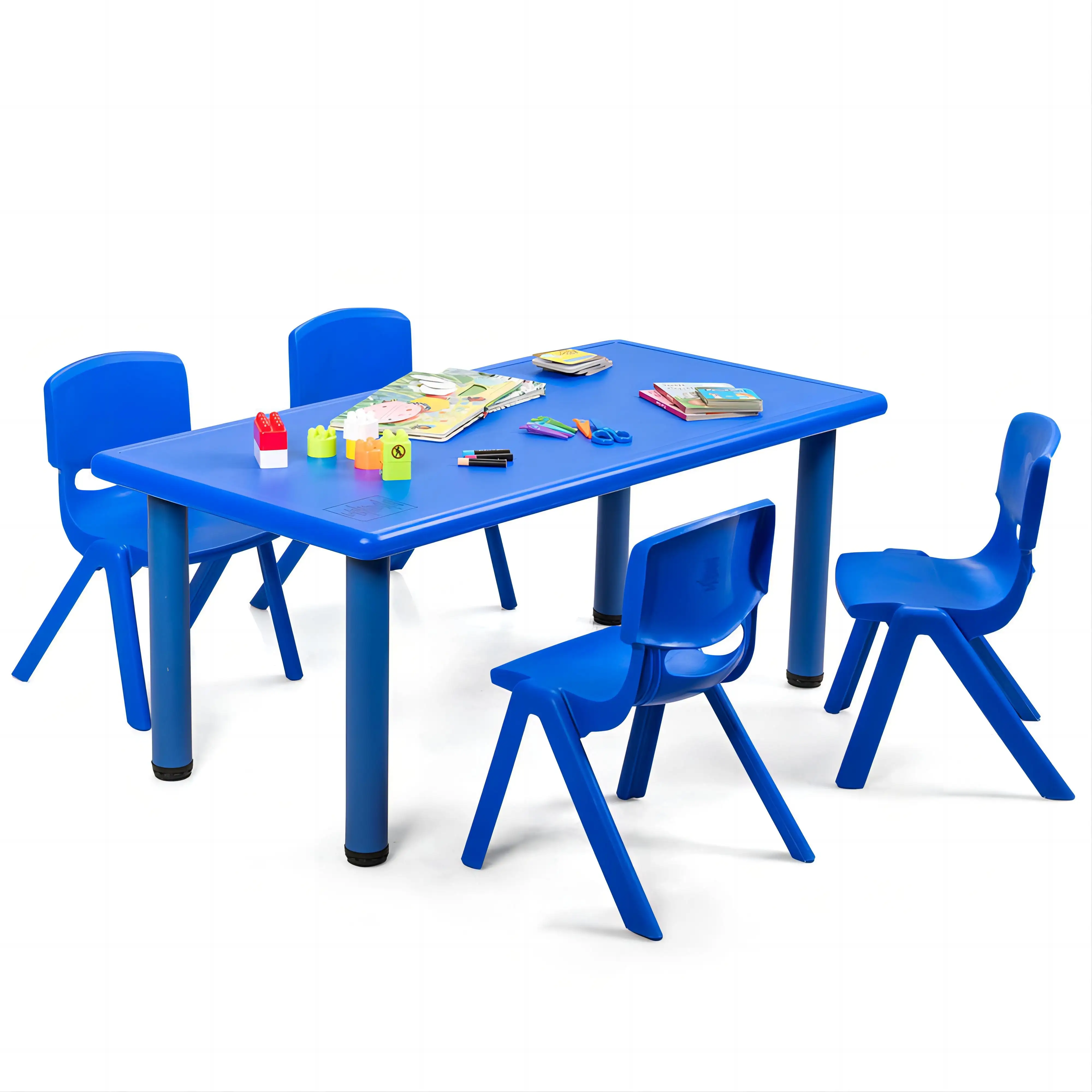 Colorata regolabile impilabile in plastica per bambini sala giochi in aula asilo nido in età prescolare tavolo e sedie set mobili per bambini