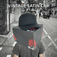 Casquette de baseball vintage en satin noir structuré, personnalisable avec logo brodé, vente en gros, faible MOQ, fournisseur OEM, skateboard