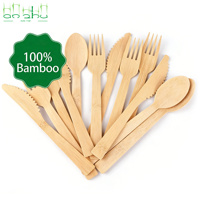 Set Peralatan Makan Bambu Sekali Pakai untuk Berkemah di Luar Ruangan