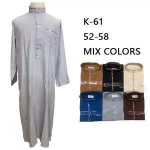 Bata árabe bordada para hombres, ropa musulmana, Túnica de oración musulmana, de Dubái Thobe, ropa islámica