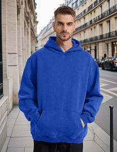 Sweat à capuche en coton épais de qualité supérieure pour hommes et femmes, grande taille, unisexe, confortable et élégant, directement de l'usine - Product Image 3