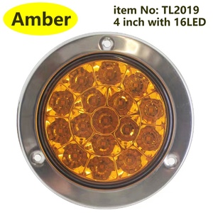 12V 24V màu đỏ hổ phách 4 inch Vòng 16 Led 4 "Luces Para camiones bán Trailer xe tải đuôi đèn tl2019 với khung kim loại dừng đèn - Product Image 2
