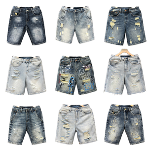 Shorts de Mezclilla de Alta Calidad para <span class=keywords><strong>Hombre</strong></span>, Diferentes Estilos, Ropa Urbana de Verano, Jeans Holgados, Shorts de Mezclilla Rotos - Product Image 1