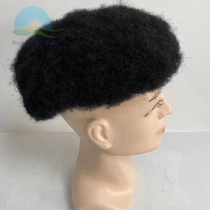 Système capillaire de remplacement pour hommes afro-américains, 4mm, en PU intégral, à boucles en V injectées, peau ultra-fine, toupet à ondulations afro, <span class=keywords><strong>cheveux</strong></span> Remy - Product Image 3