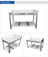 Meja Kerja Stainless Steel Desain Modern Terlaris Kaki Persegi Mudah Dibersihkan Tinggi Dapat Disesuaikan untuk Makanan Hotel Restoran