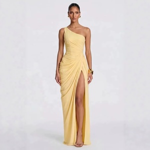 OUDINA Elegante <span class=keywords><strong>Abito</strong></span> <span class=keywords><strong>da</strong></span> Sera <span class=keywords><strong>Monospalla</strong></span> con Pieghe e Spacco per Damigelle, Feste di Compleanno e Occasioni Formali - Product Image 1