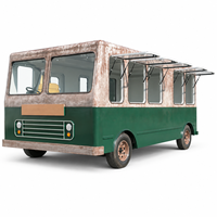 Food Truck de style classique vintage, carrosserie en acier, résistant à la rouille, motorisé, 4 roues, utilisation en extérieur, facile à nettoyer