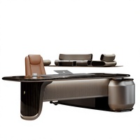 Bureau de direction en forme de L contemporain Liyu, design moderne convertible, mobilier commercial en bois