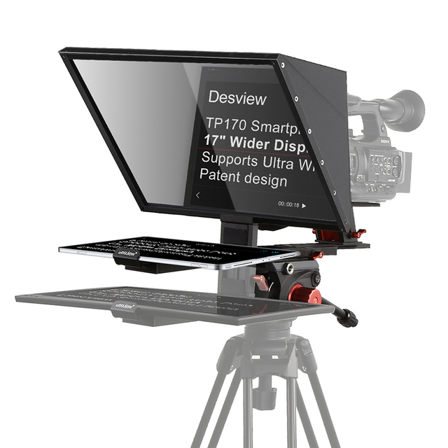 Desview 17" Universal Live Streaming Inclined Presidential Conference Professional Teleprompter for DSLR Tablet Video Shooting