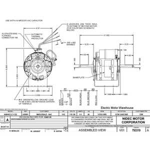 Motor de Ventilador de 5 Pulgadas, <span class=keywords><strong>1256</strong></span> 1/12 HP, 1375 RPM, 3 Velocidades, 115-120V - Product Image 2