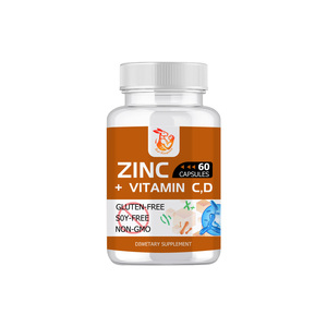 Capsules personnalisées de zinc + vitamines D3 et D, conformes aux normes d'exportation, pour renforcer la fonction immunitaire avec baies d'églantier pour adultes - Product Image 1