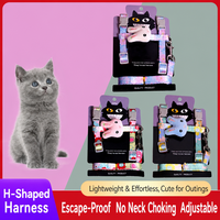 Harnais anti-évasion pour chat, en forme de H, réglable, léger, anti-étranglement, motif lapin mignon, pour chatons, promenade en extérieur, animal de compagnie