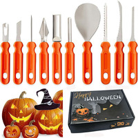 Groothandel Fruit Groente Halloween Pompoen Carving Kits Rvs Fruit Decoreren Vleesmes Set Met Draagtas
